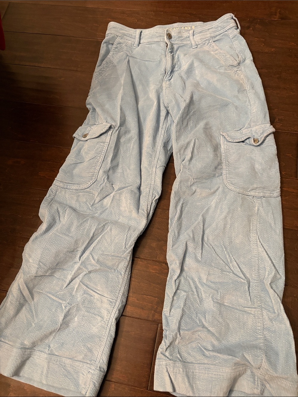 American Eagle Outfitters Light Blue Wide-Leg Cargo Jeans